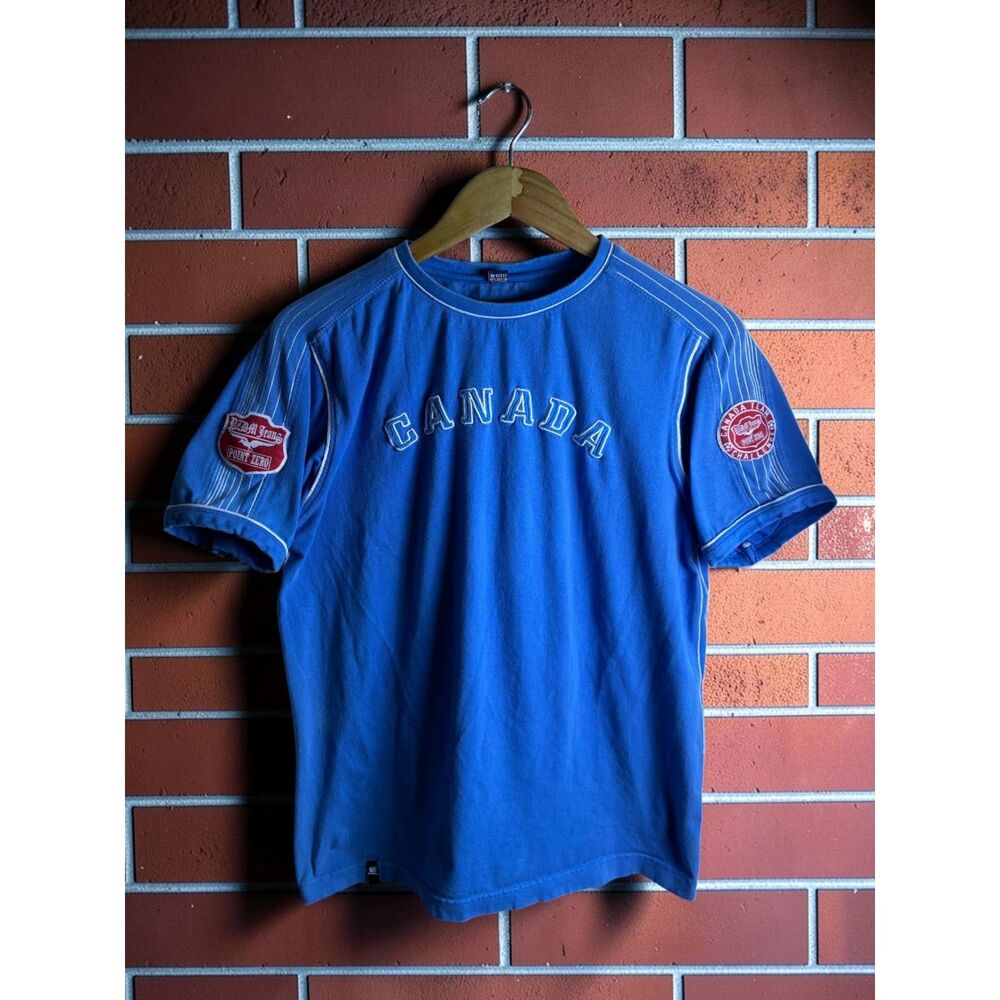 Point Zero Canada Black Label Graphic T Shirt Men's Large Blue
